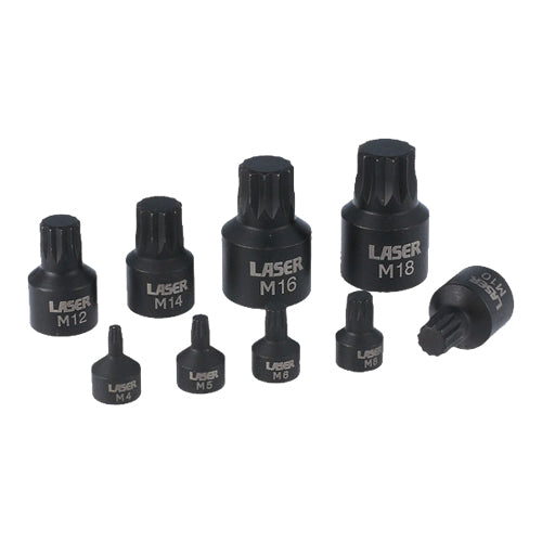 Low Profile Spline Socket Bit Set 1/4"D, 3/8"D, 1/2"D 9pc