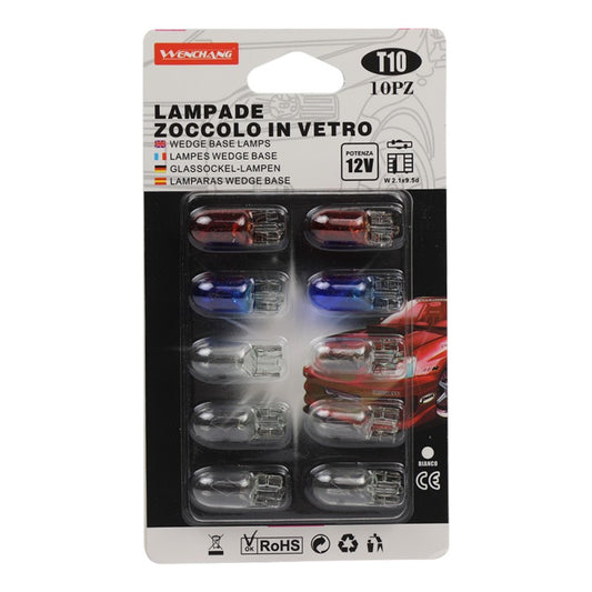 T10 12v wedge base bulbs 10 pack