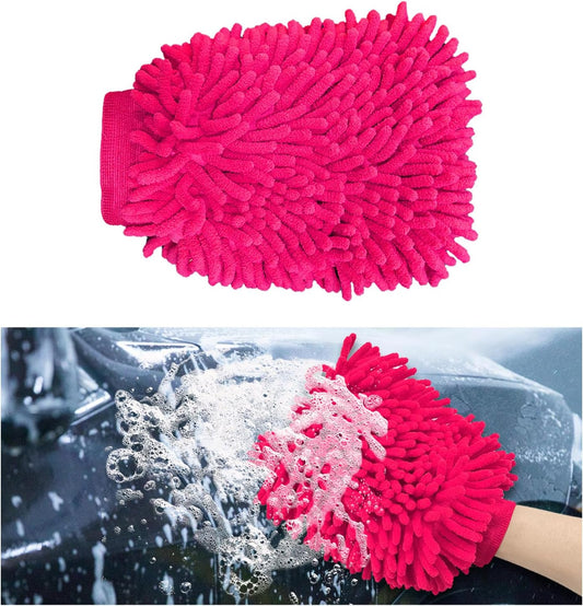 Pink microfiber wash mitt