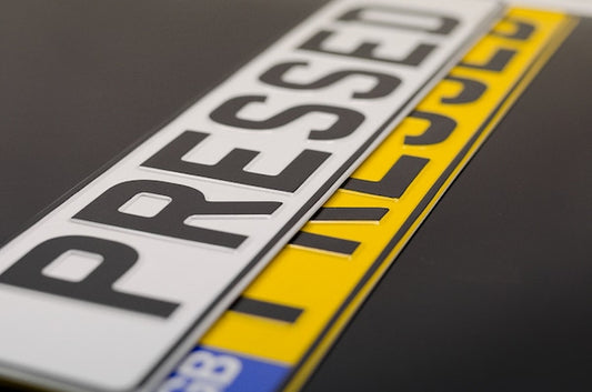 standard oblong pressed metal number plate PAIR OF PLATES