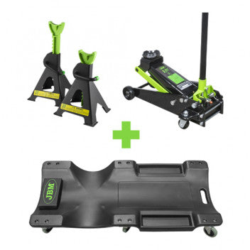 JBM tools, axle stand, creeper and jack combo